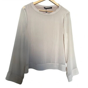 NWT! Zara Woman Sz  L Neutral Long Sleeve Blouse Top